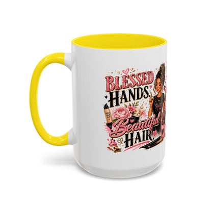 Blessed Hands Beautiful Hair Coffee Mug — Stylist Barber Hairdresser Gift