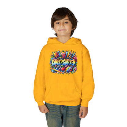 Kindergarten Kids Hoodie — Colorful School Supplies Back-to-School Sweatshirt