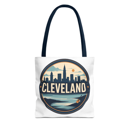 Cleveland Skyline Tote Bag — Vintage Cityscape Beach Design