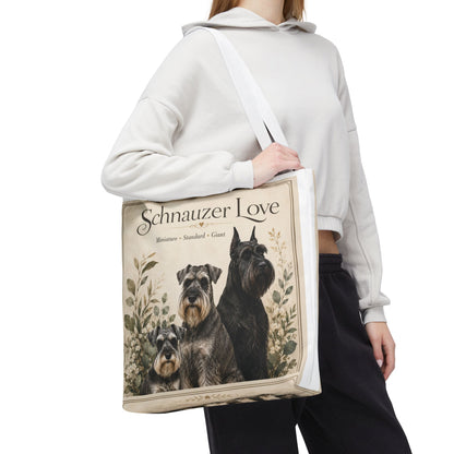 Schnauzer Love Tote Bag — Illustrated Dog Portraits, Miniature Standard Giant
