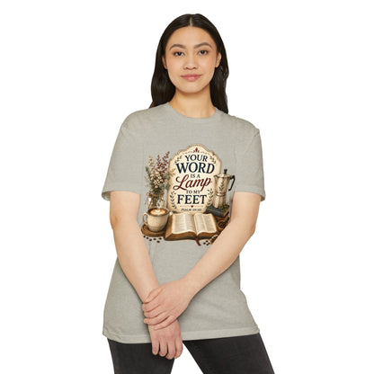 Bible Verse T-Shirt — "Your Word Is a Lamp to My Feet" Inspirational Christian Tee