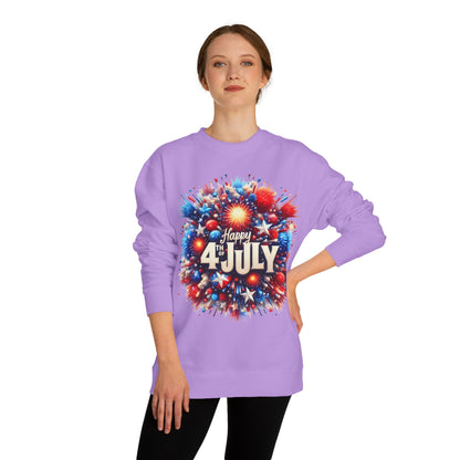 4th of July Fireworks Sweatshirt — "Happy 4th of July" Patriotic Crewneck