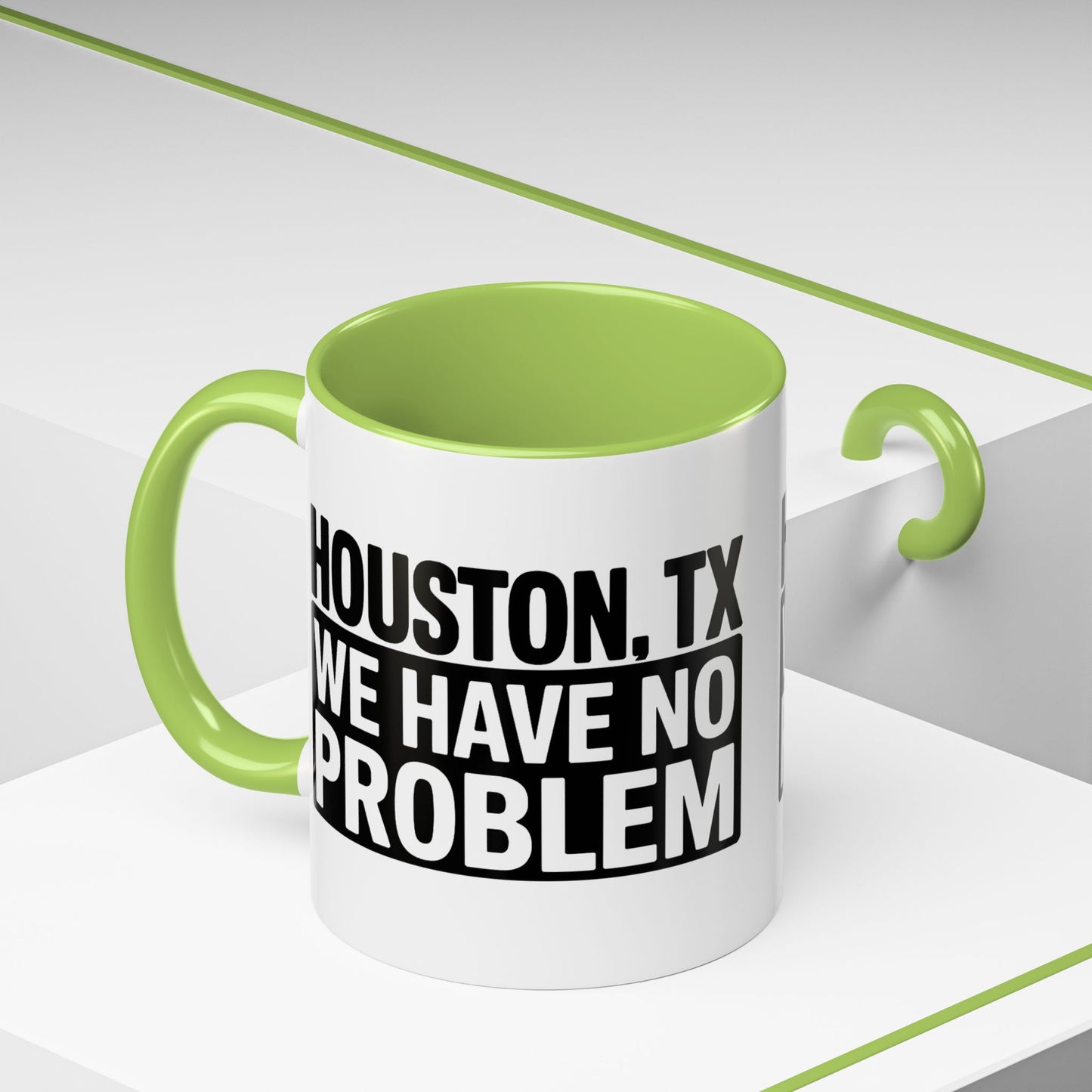 Houston, TX Coffee Mug — 'We Have No Problem' Bold Typography Accent Mug