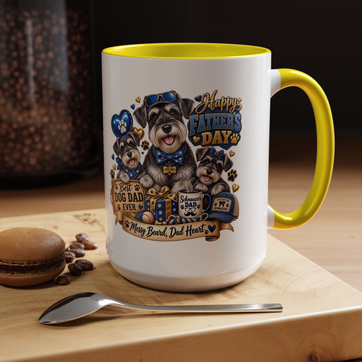 Father's Day Dog Dad Coffee Mug — "Happy Father's Day" Accent Mug (11/15oz)