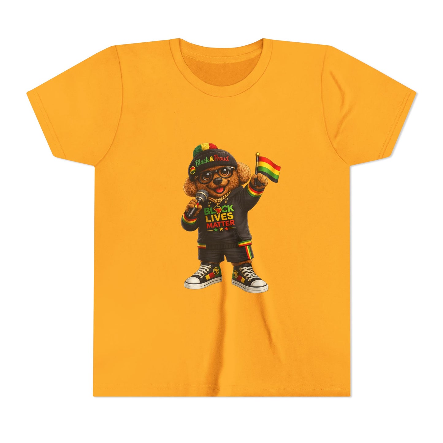 Youth Tee — Kid Bear Black Lives Matter Rasta Flag Shirt