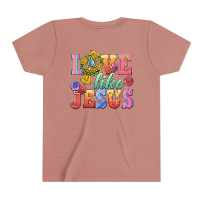Youth Tee — "Love Like Jesus" Colorful Faith Graphic