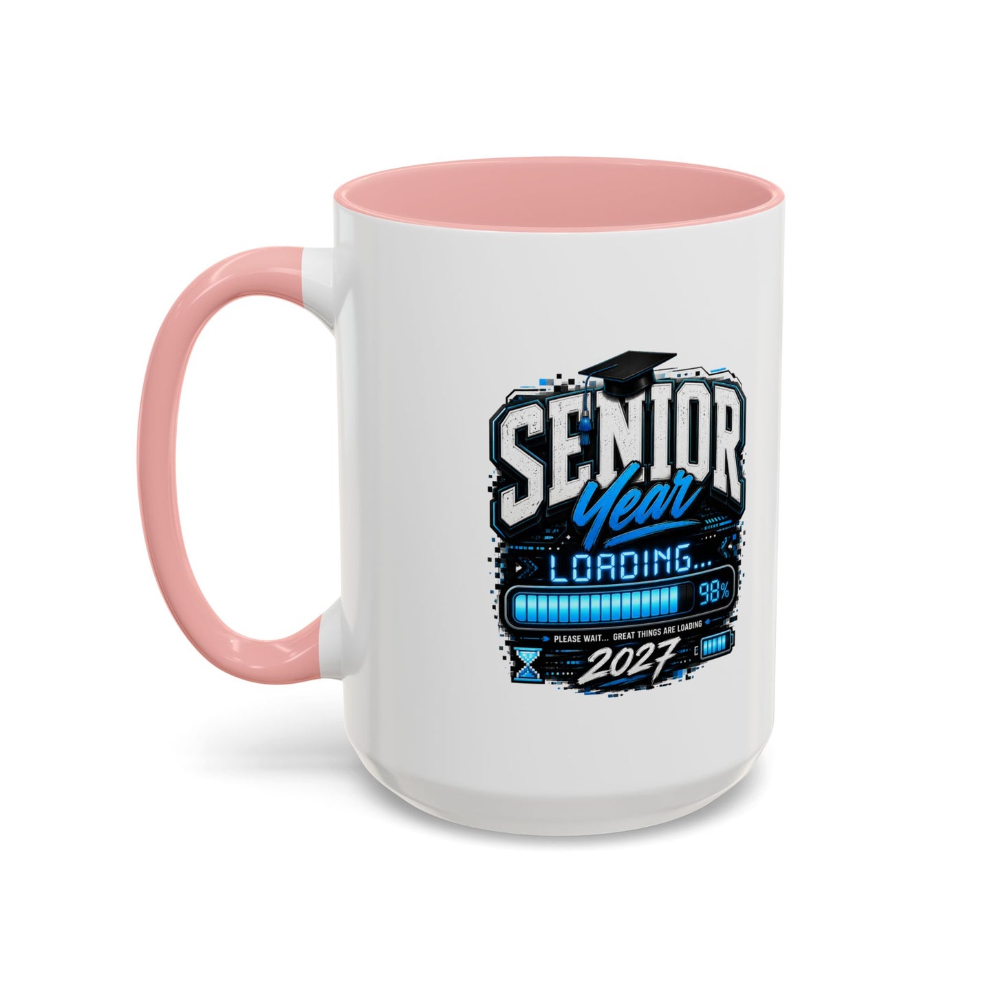 Senior Year Loading 2027 Accent Coffee Mug — Graduation Gift Cup (11/15oz)