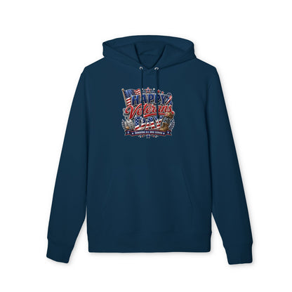 Veterans Day Hoodie - "Happy Veterans Day" Patriotic American Flag Design