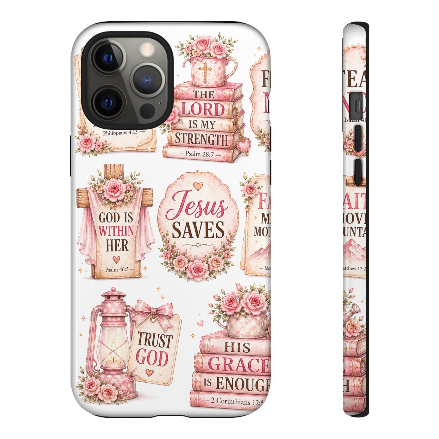 Faith Phone Case — 'Jesus Saves' Floral Christian Scripture iPhone Case