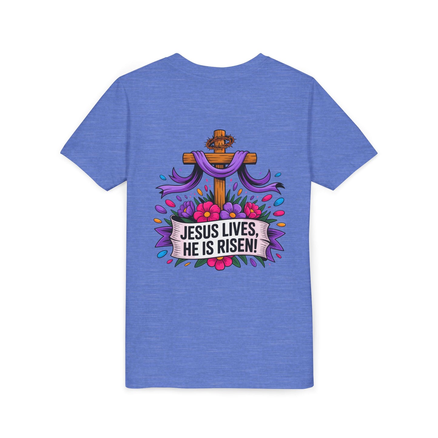 Youth Tee — "Jesus Lives, He Is Risen!" Easter Christian Tee