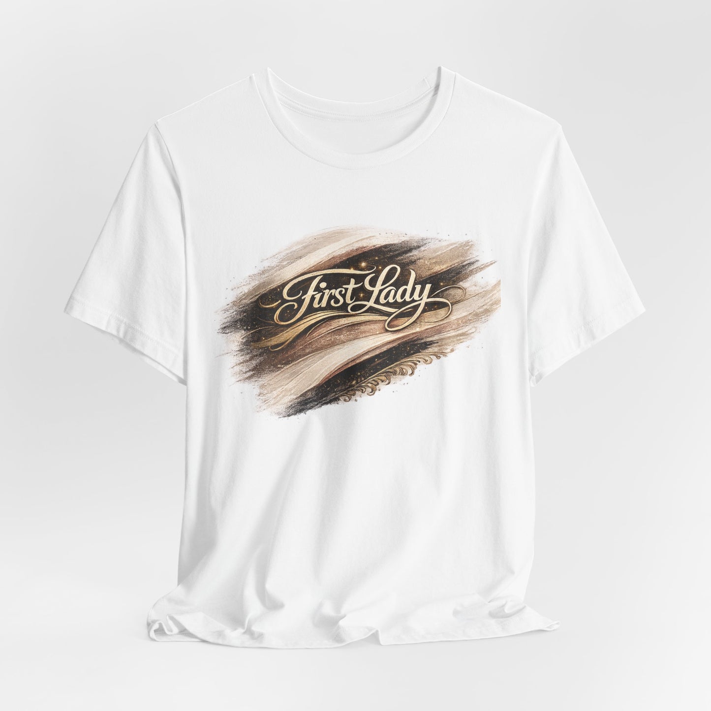 First Lady Brushstroke Tee — Elegant Script Graphic T‑Shirt