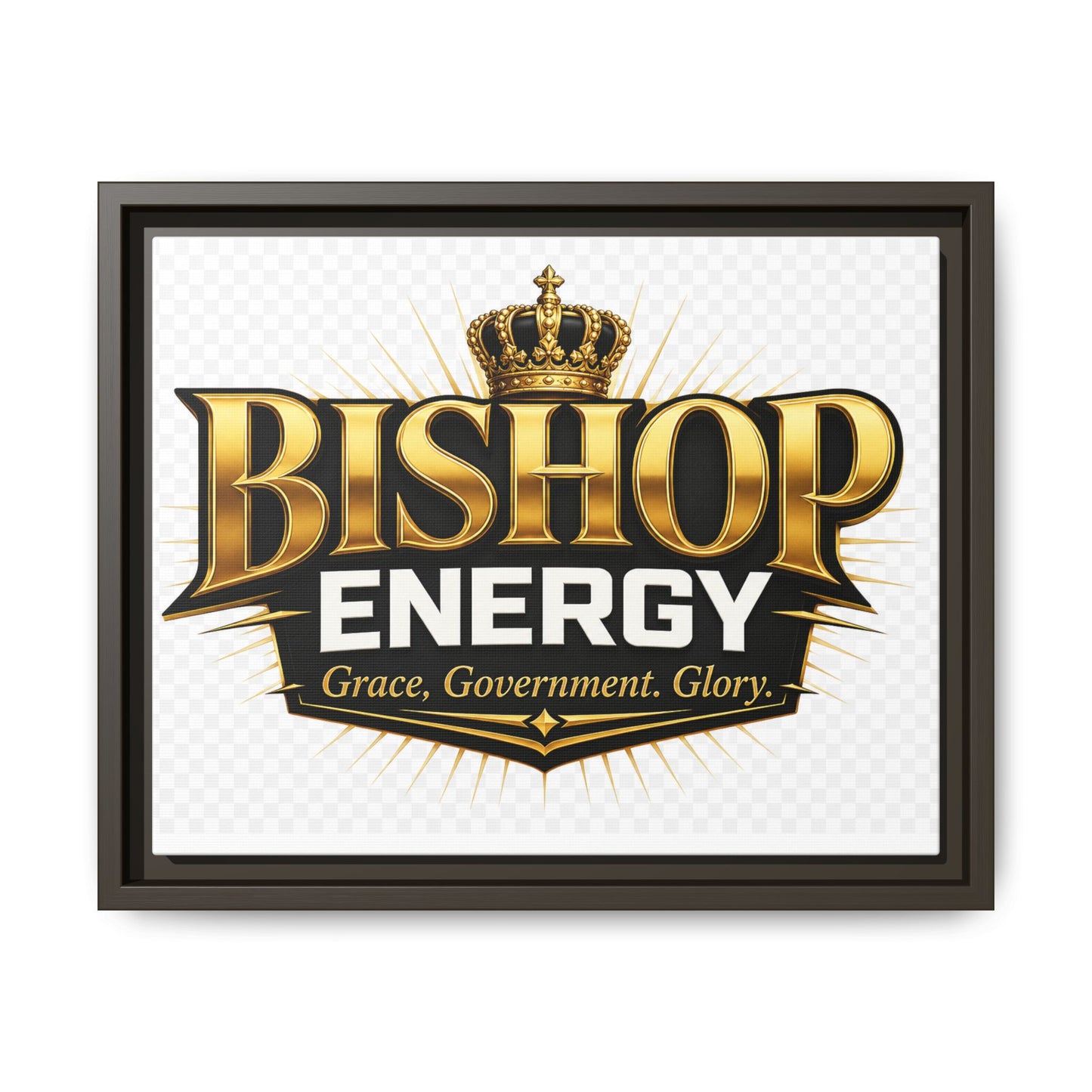 Framed Canvas Art - "Bishop Energy" Gold Crown Logo (Matte)