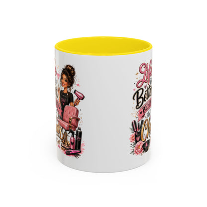 Life Is Better Behind the Chair Coffee Mug — Hair Stylist Barber Salon Gift (11/15oz)