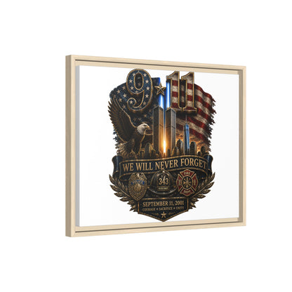 9/11 We Will Never Forget Framed Matte Canvas