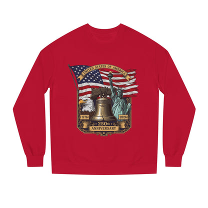 Liberty 250th Anniversary Sweatshirt — American Flag, Liberty Bell & Statue of Liberty Graphic