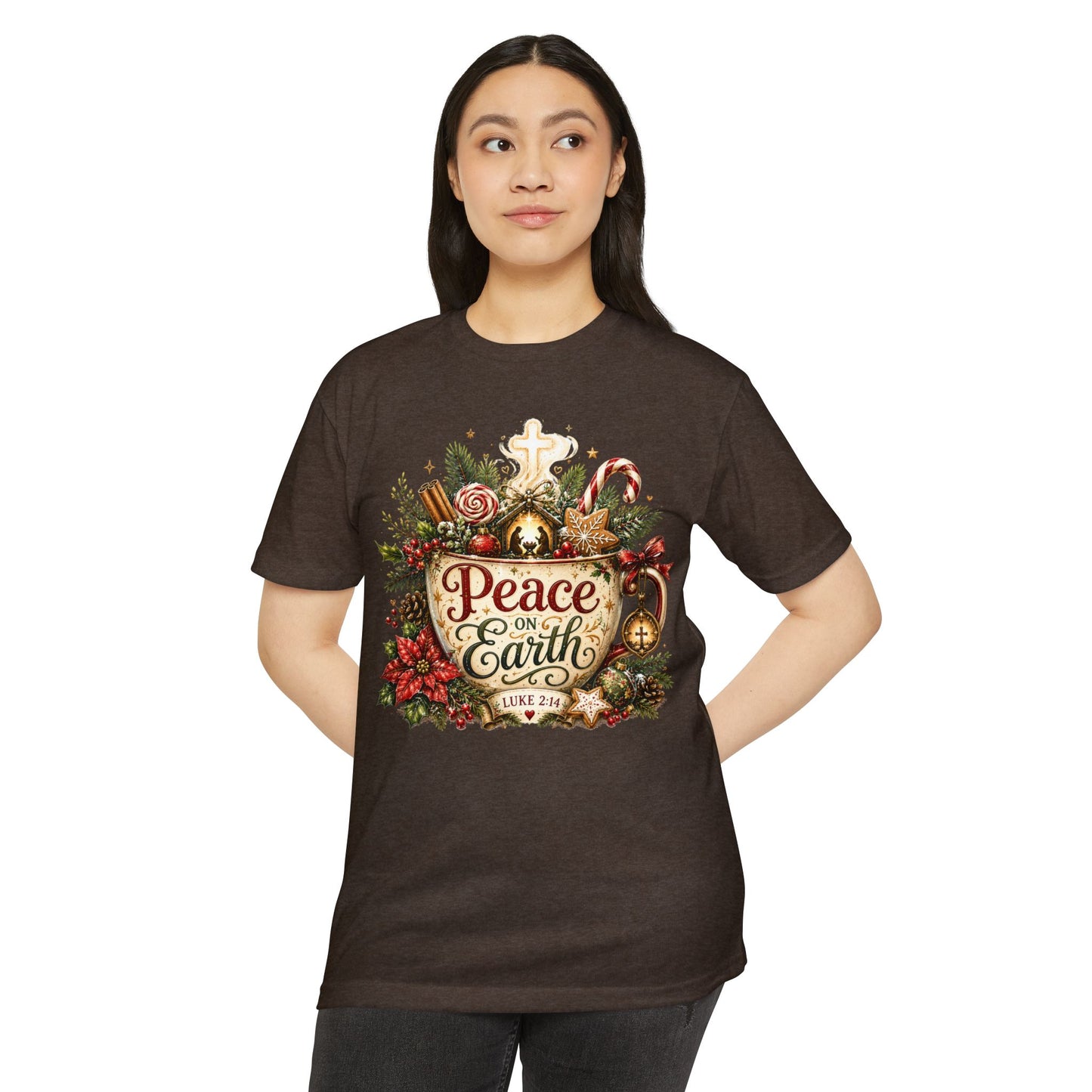 Peace on Earth Christmas T-shirt — Luke 2:14 Nativity Holiday Tee