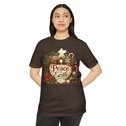 Peace on Earth Christmas T-shirt — Luke 2:14 Nativity Holiday Tee