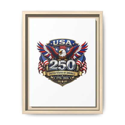 USA 250 Anniversary Framed Canvas — Patriotic Eagle 1776–2026 Wall Art