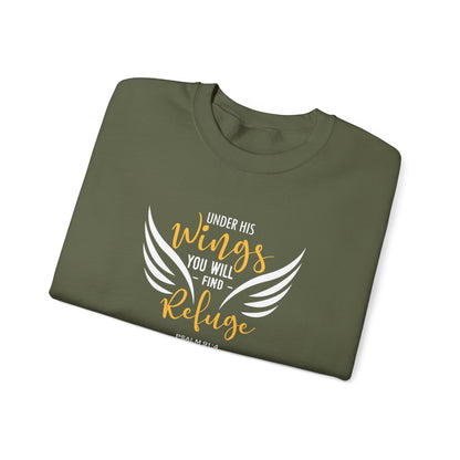 Under His Wings You Will -find Refuge Psalm 91:4 Sweatshirt