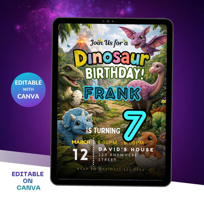 Dinosaur Birthday Invitation | Editable Dino Party Digital Invite Template Product Description