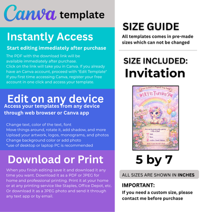 Pony Birthday Invitation Template | Editable Kids Horse Party Invite