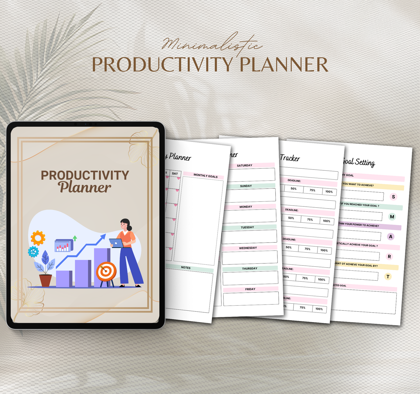 Productivity Planner | Daily, Weekly & Monthly Digital Planner PDF