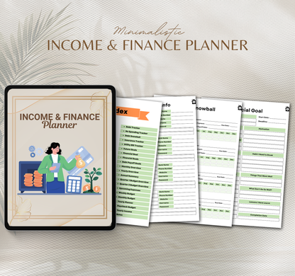 Income & Finance Planner | Budget & Money Management Digital Planner