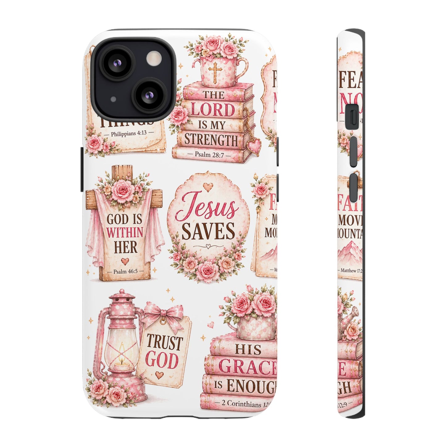 Faith Phone Case — 'Jesus Saves' Floral Christian Scripture iPhone Case