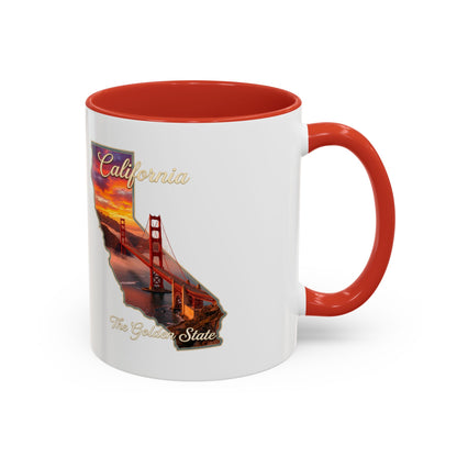 California State Shape Accent Mug – Golden Gate Sunset Coffee Cup (11/15oz)