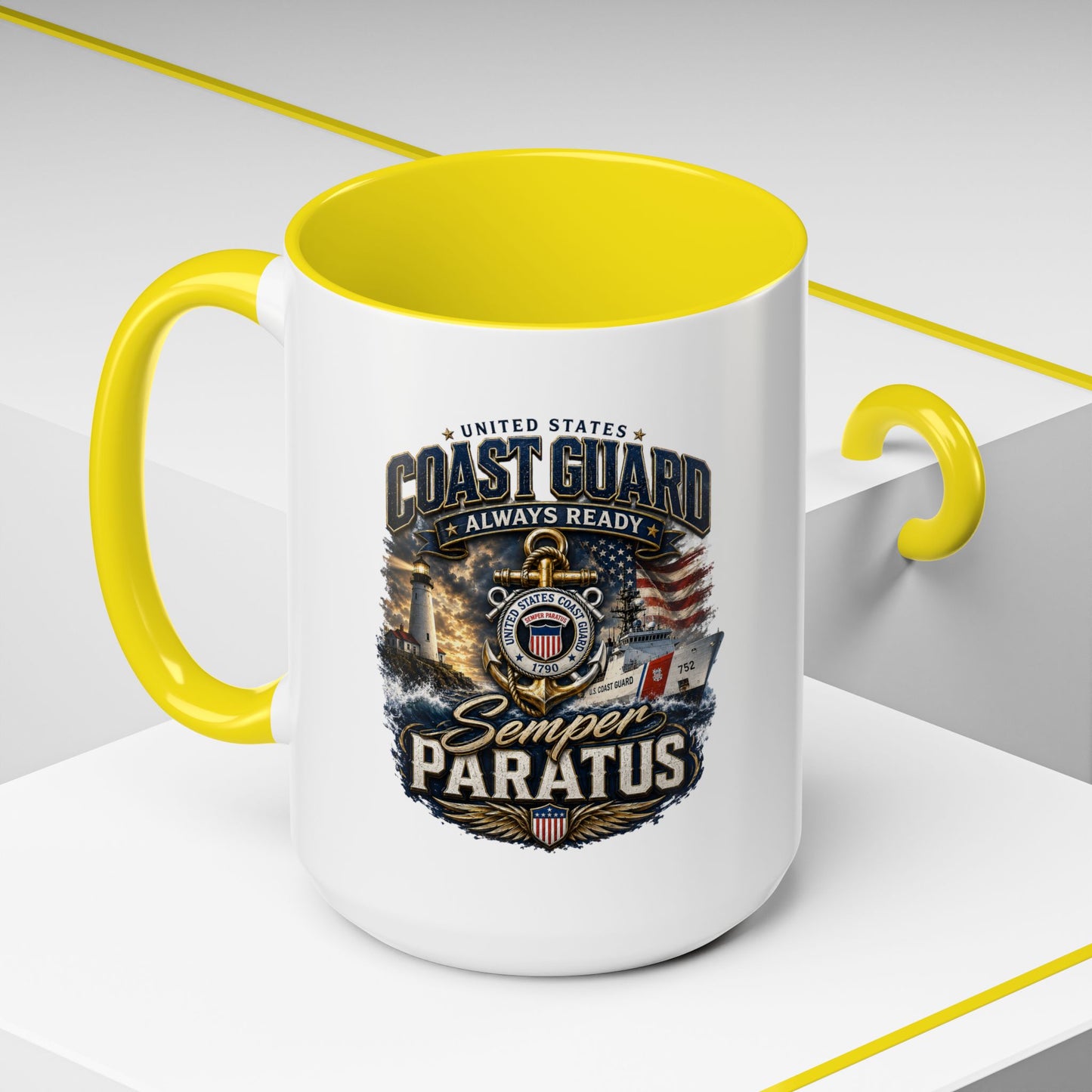 Coast Guard Semper Paratus Accent Coffee Mug – Patriotic Military Gift (11/15oz)
