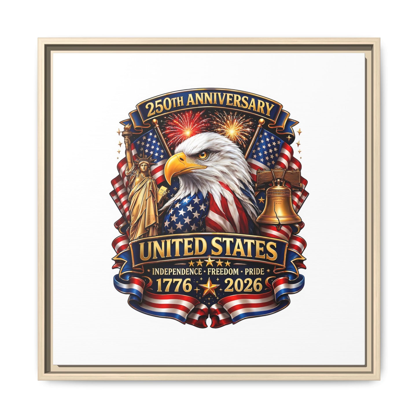 250th Anniversary United States Framed Canvas - Patriotic Eagle 1776–2026