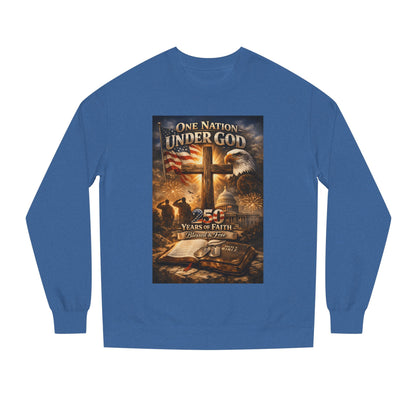 Patriotic Christian Sweatshirt — "One Nation Under God" 25 Years of Faith Crewneck