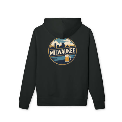 Milwaukee Skyline Hoodie — Retro City Beer Badge Pullover