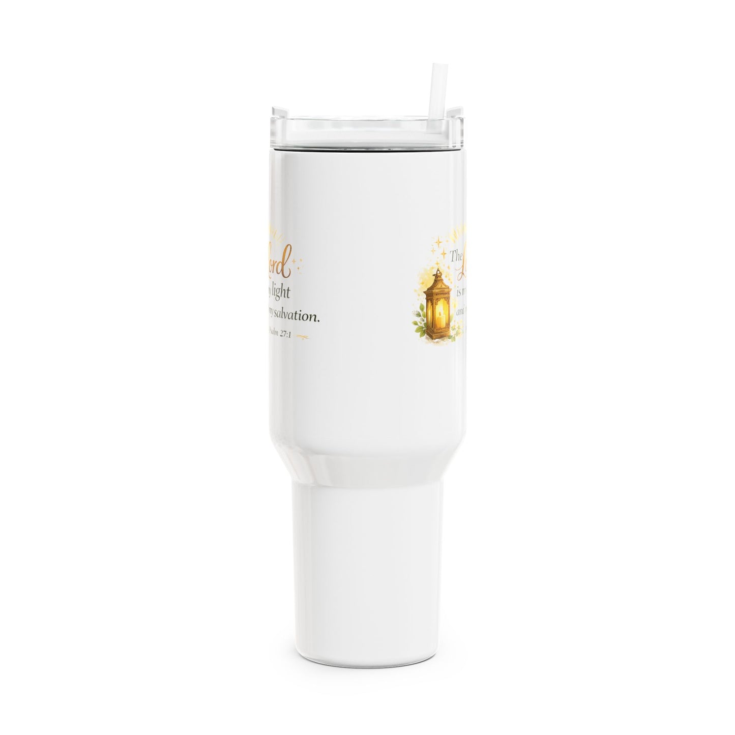 40oz Faith Tumbler - "The Lord is my light" Psalm 27:1 Travel Mug