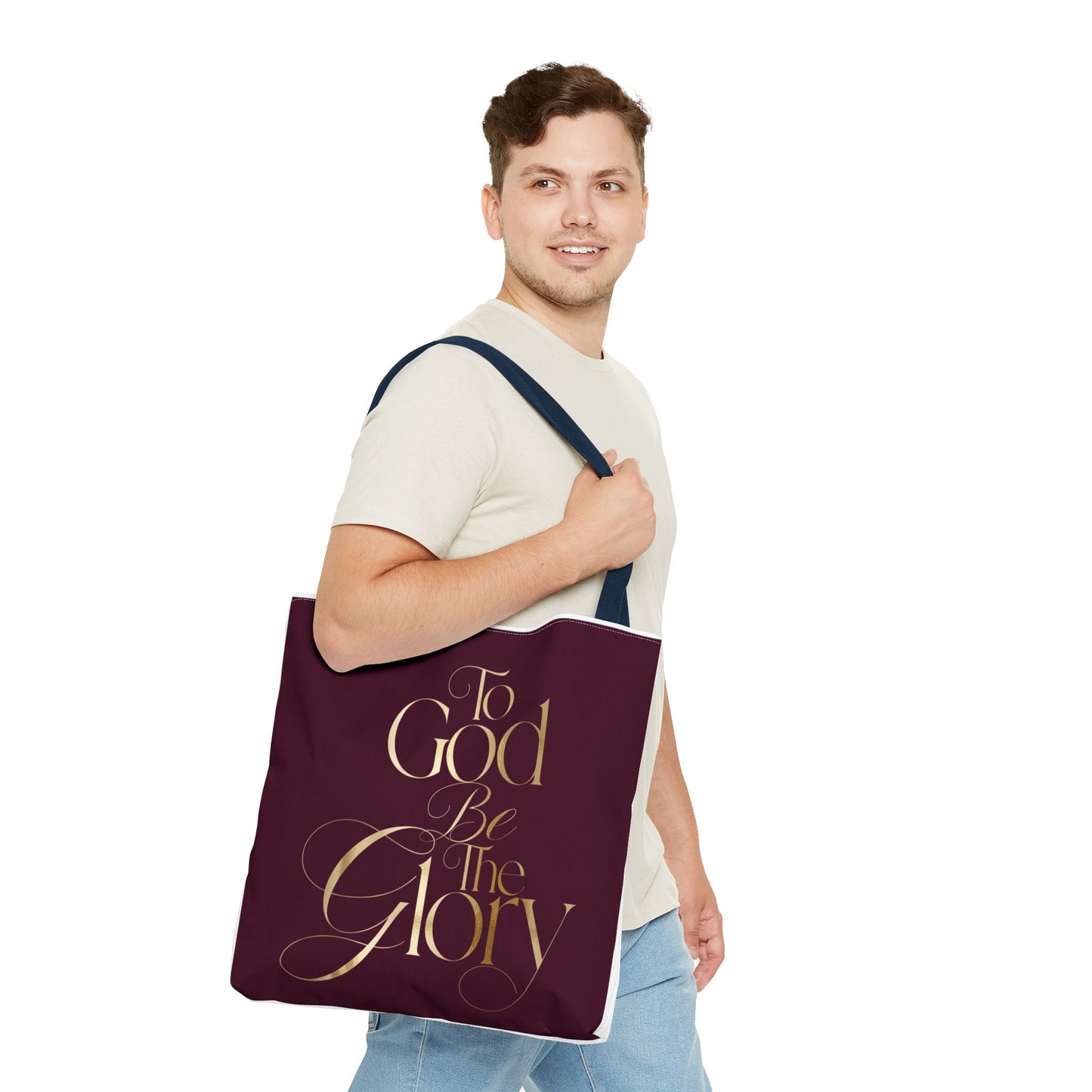 To God Be The Glory Burgundy Tote Bag — Inspirational Christian Scripture Tote