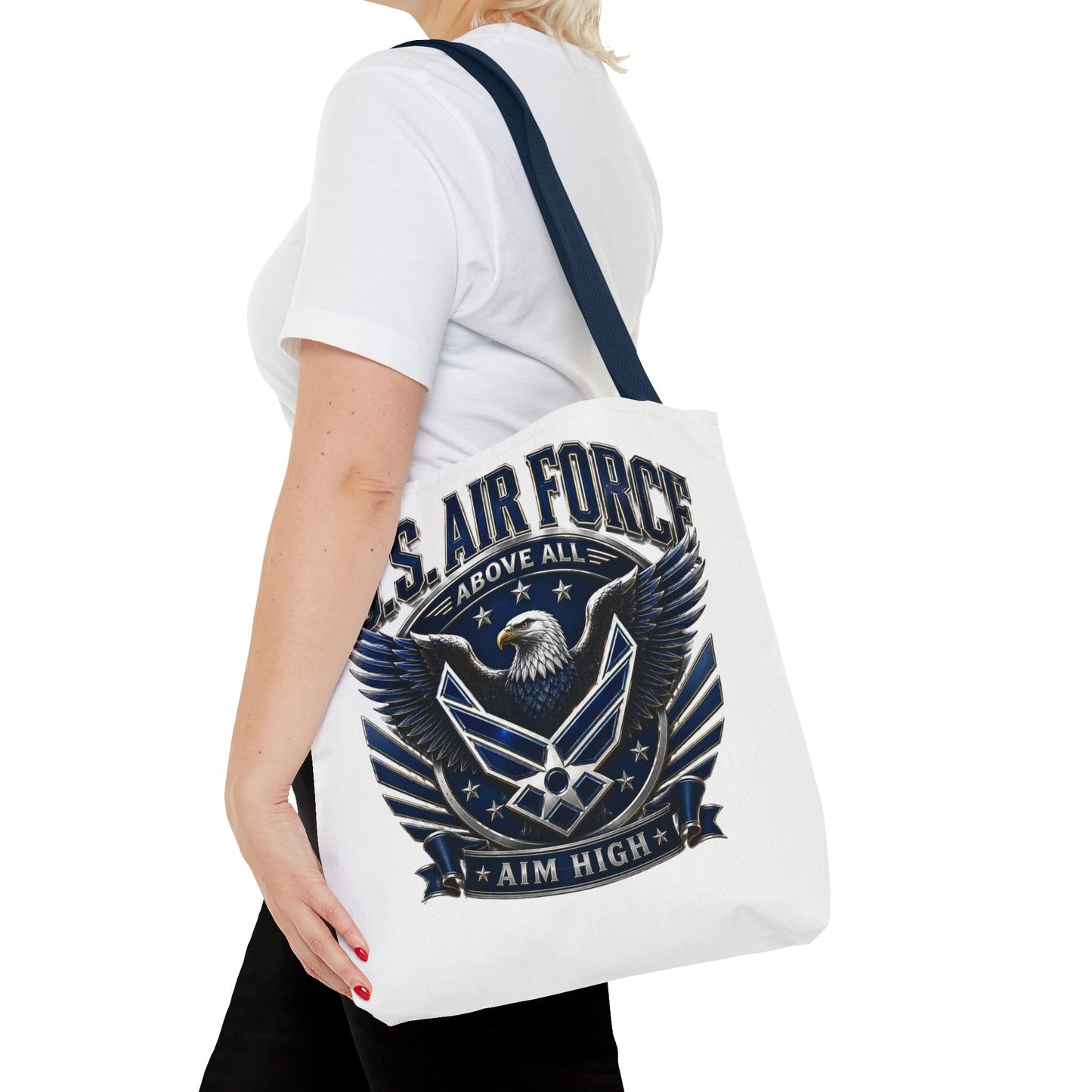 U.S. Air Force Eagle Tote Bag - "Aim High" Military Canvas Tote
