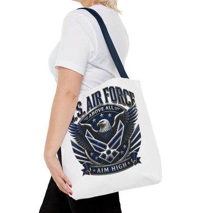 U.S. Air Force Eagle Tote Bag - "Aim High" Military Canvas Tote