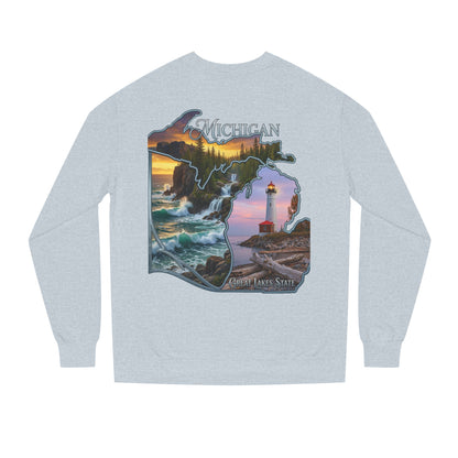 Michigan Lakes State Sweatshirt — Lighthouse & Great Lakes Scenic Pullover