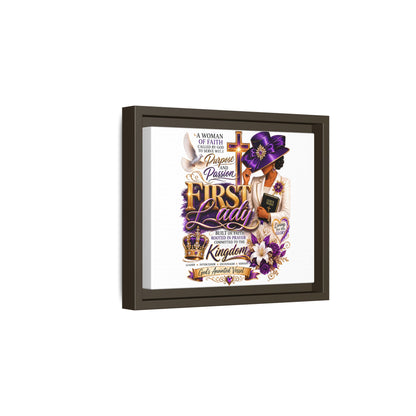 First Lady Faith Wall Art — Framed Matte Canvas (Purple & Gold)