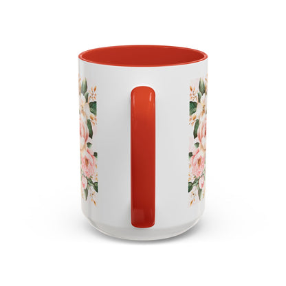 Mom Floral Accent Coffee Mug — Pink Roses Mother's Day Gift (11/15oz)