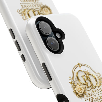 Magnetic Impact-Resistant Phone Case — Gold Floral Crest Logo