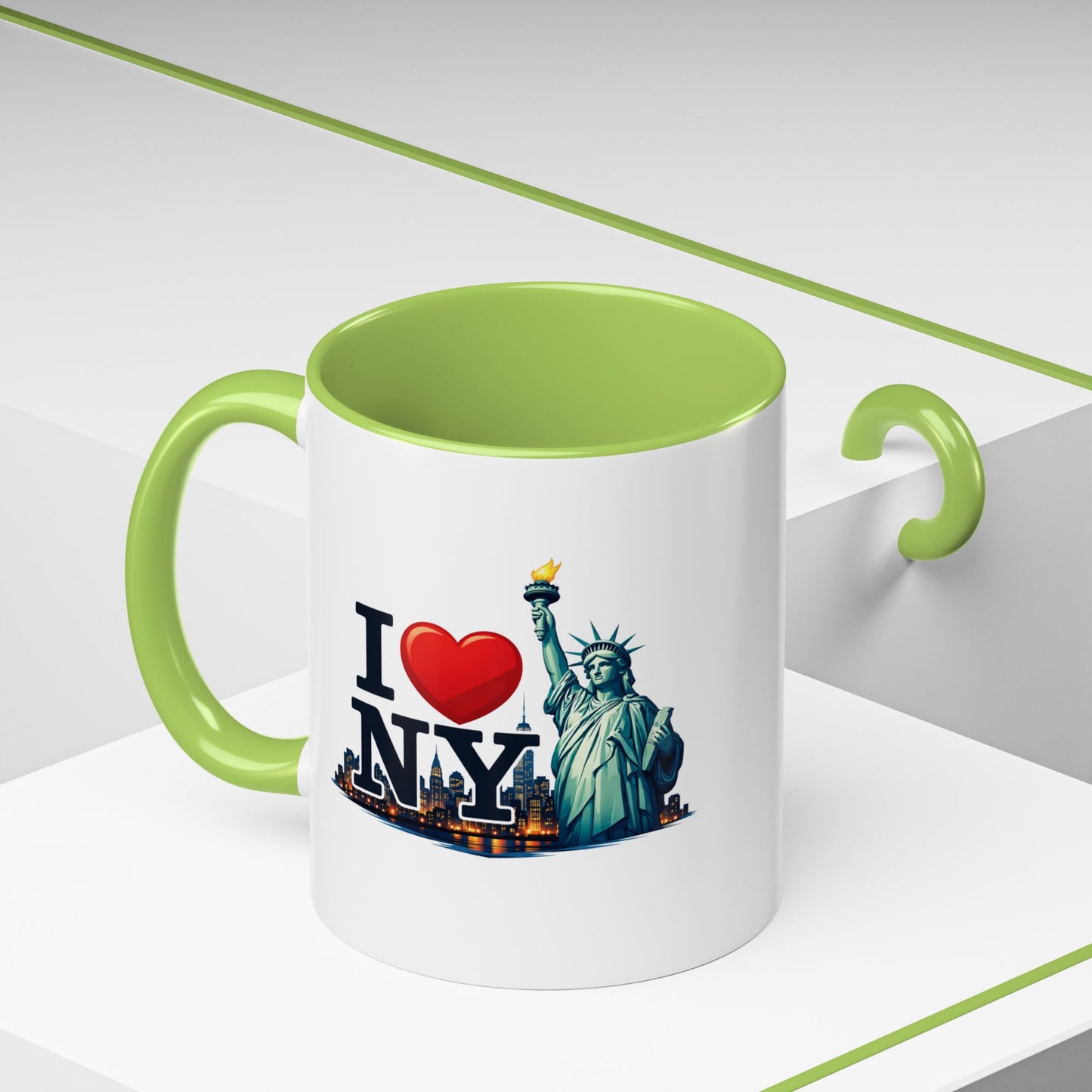 I  NY Statue of Liberty Accent Coffee Mug – New York City Souvenir (11/15 oz)