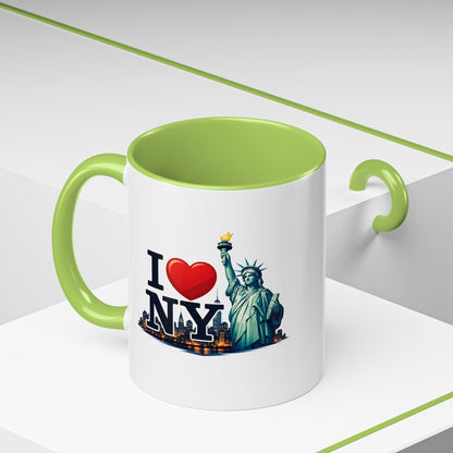 I  NY Statue of Liberty Accent Coffee Mug – New York City Souvenir (11/15 oz)