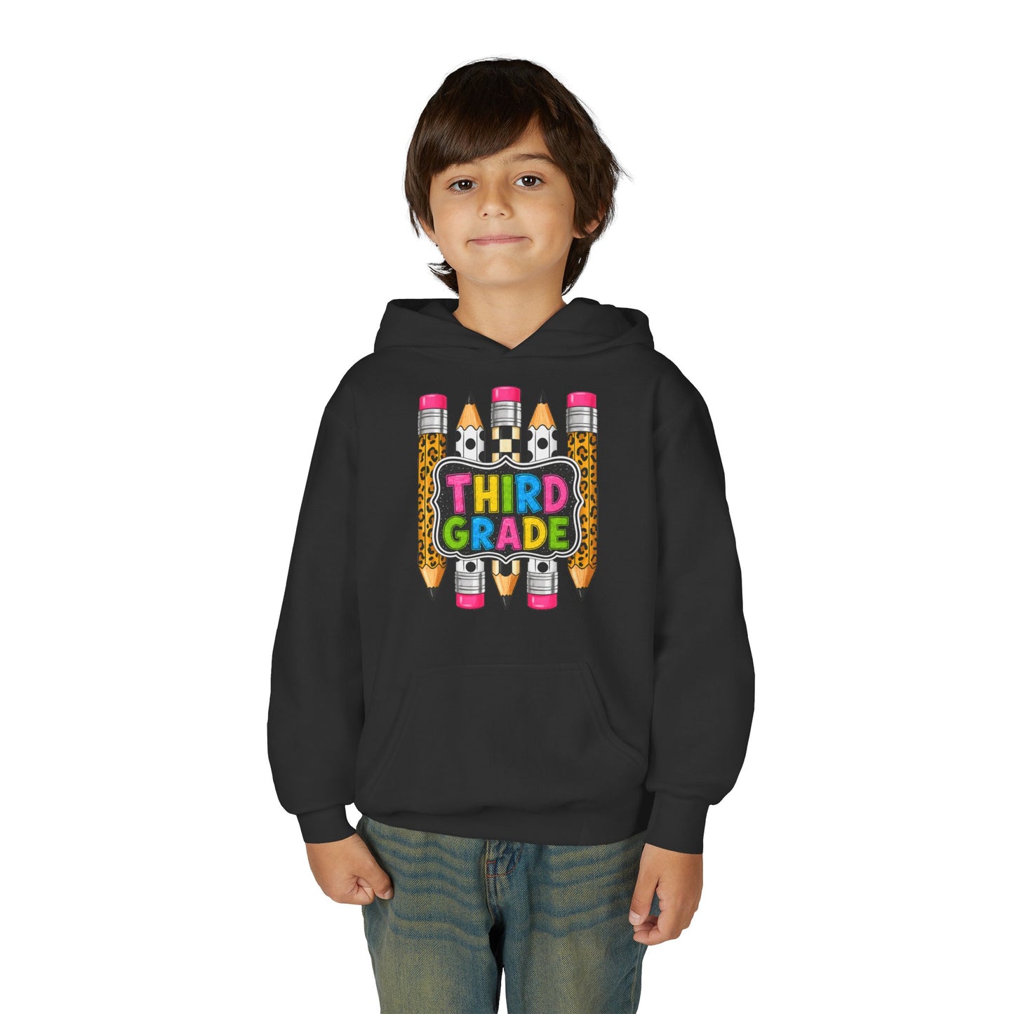 Third Grade Kids Hoodie — Cute Pencil Back-to-School Sweatshirt