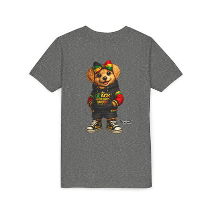 Youth Tee — Black History Queen Bear Graphic T-Shirt