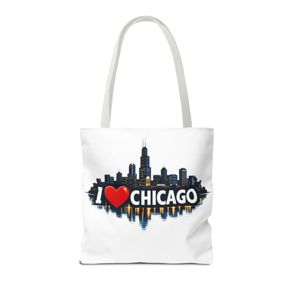 I  Chicago Skyline Tote Bag — Cityscape Reversible All-Over Print Tote