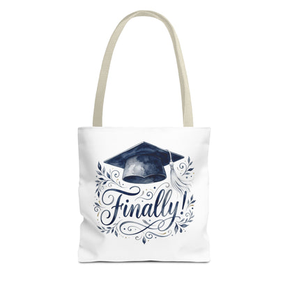 Graduation Tote Bag - "Finally!" Cap & Dove Graduation Gift Tote