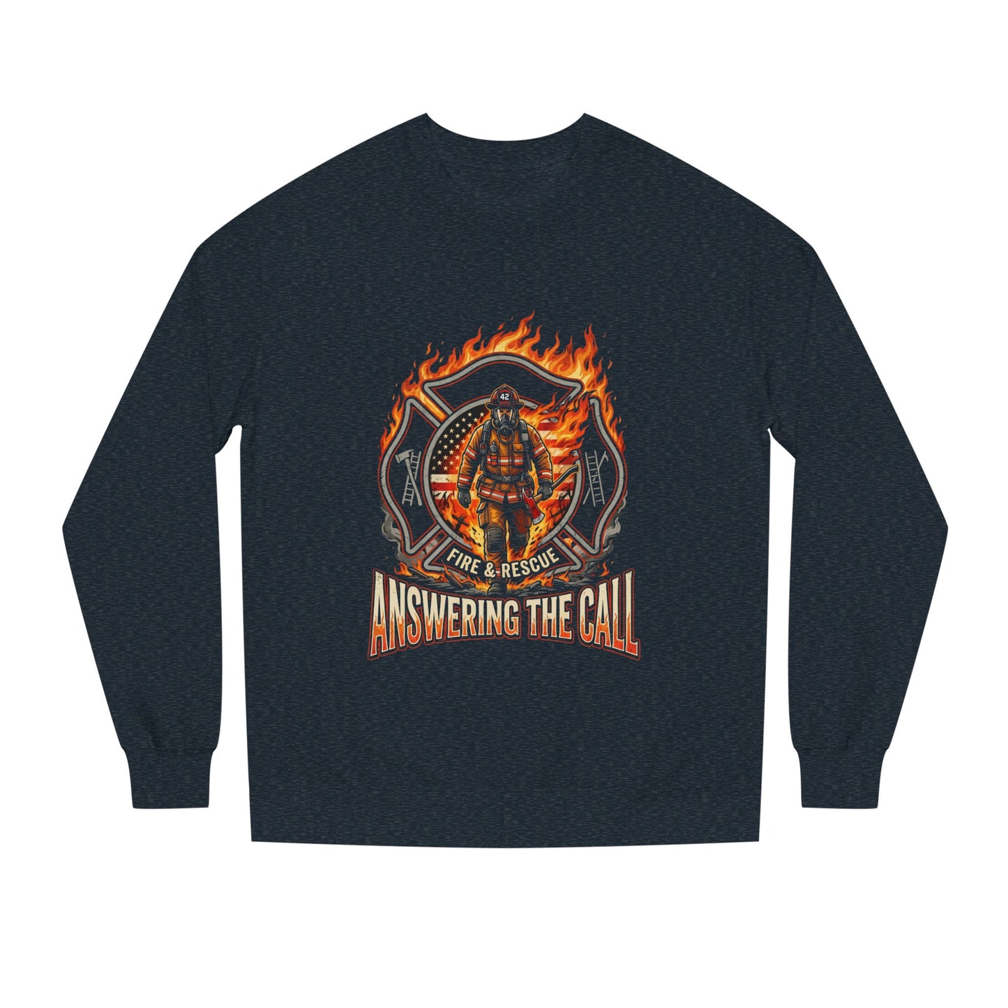 Firefighter Crewneck Sweatshirt — 'Answering the Call' Fire & Rescue Design