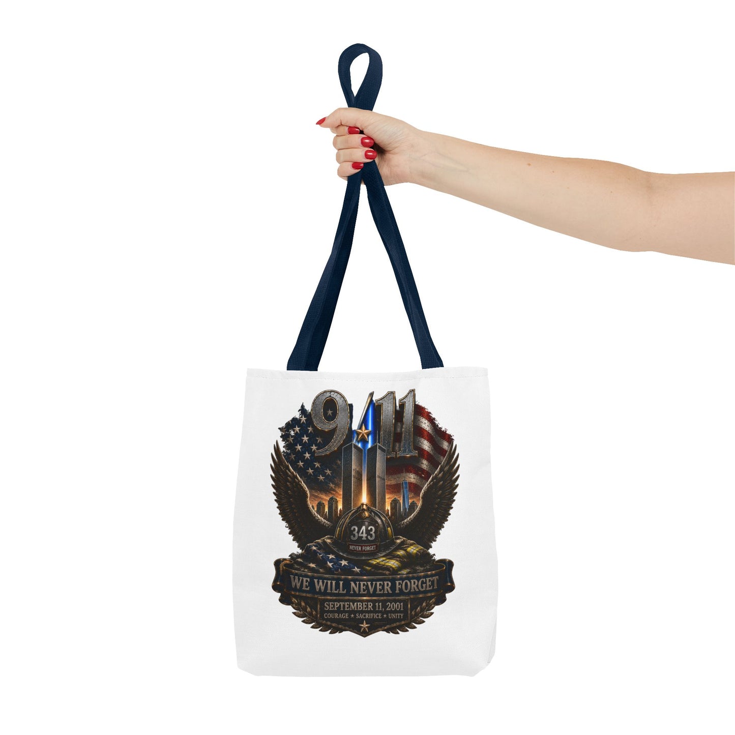 9/11 Memorial Tote Bag — "We Will Never Forget" Tribute Tote