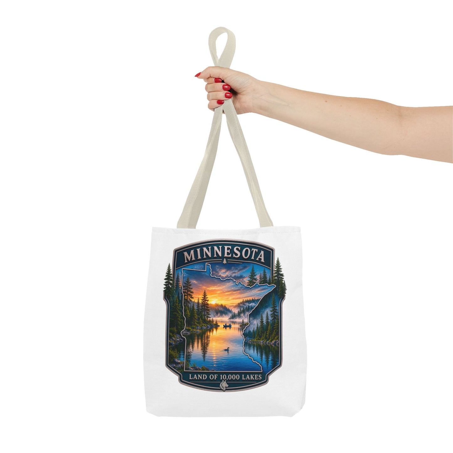 Minnesota Scenic Tote Bag — 'Land of 10,000 Lakes' Sunset Lake Design